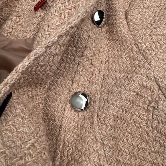 Guess Pink Boucle Double Breasted‎ Wool Pea Coat Cutaway Winter Dress Coat XS - Picture 13 of 16